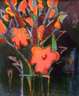 Gladioli on Dark Ground